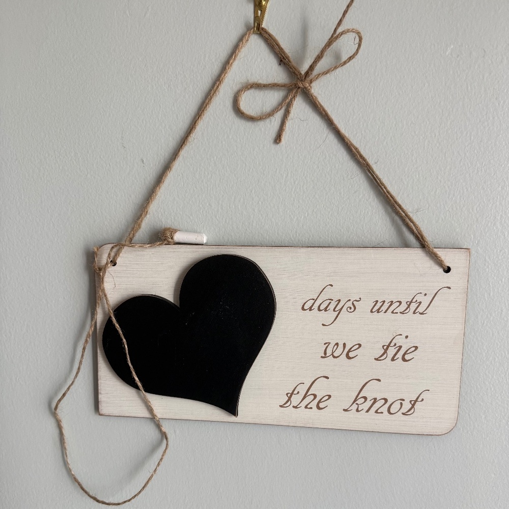 Wedding Countdown Chalkboard Sign - "Days Until We Tie The Knot"